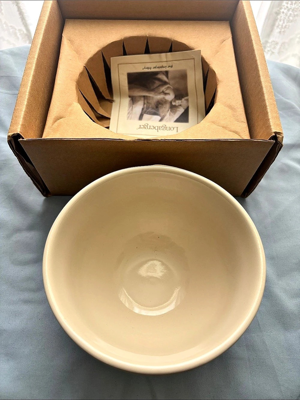 Longaberger Woven Reflections 5" Bowl Cream Bowl with Original Box